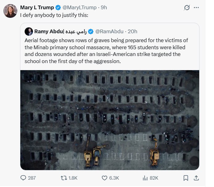 Я бросаю вызов всем тем, кто пытается оправдать это. Племянница Трампа отреагировала на трагедию, произошедшую в школе Минаба в Иране.