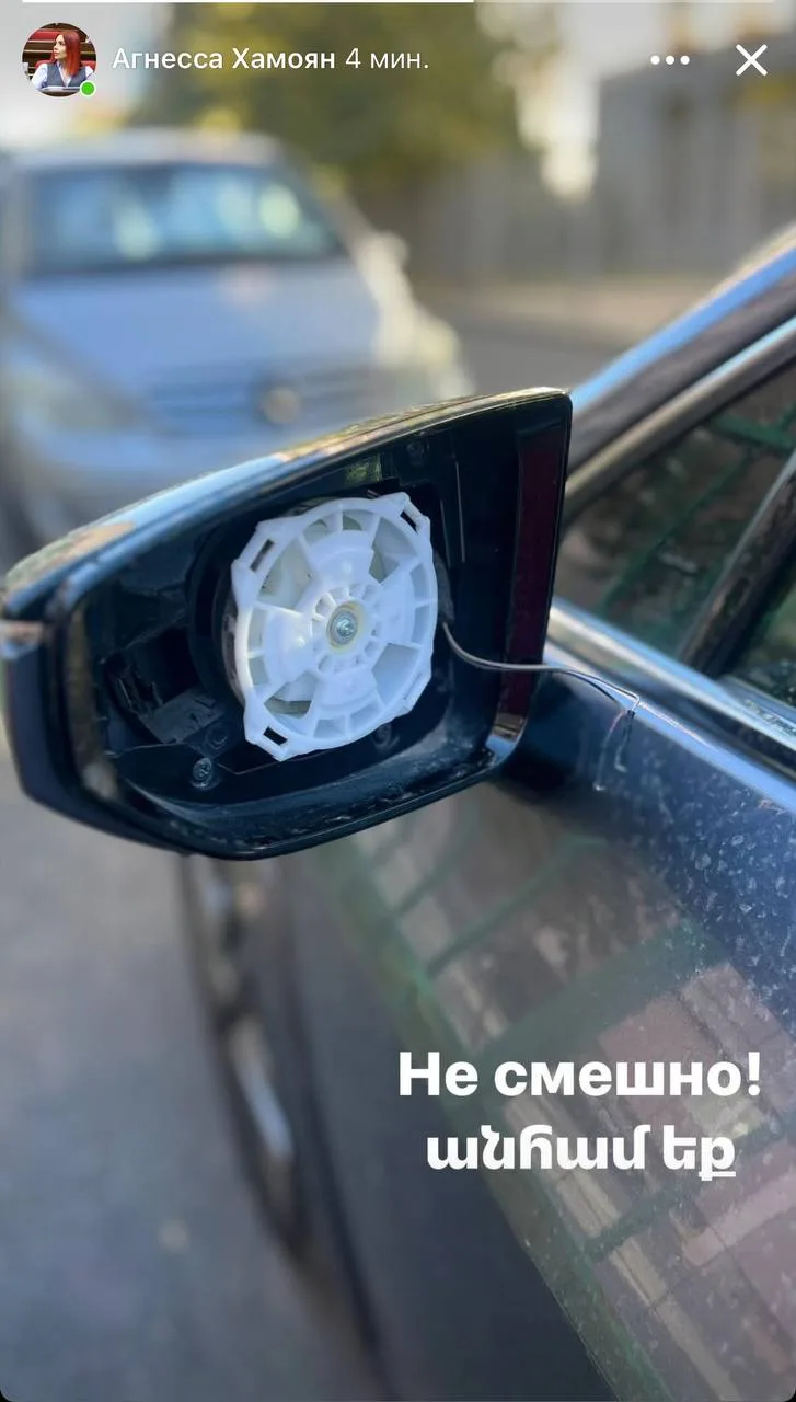 Կրկին գողացել են ընդդիմադիր պատգամավոր Ագնեսա Խամոյանի մեքենայի հայելիները