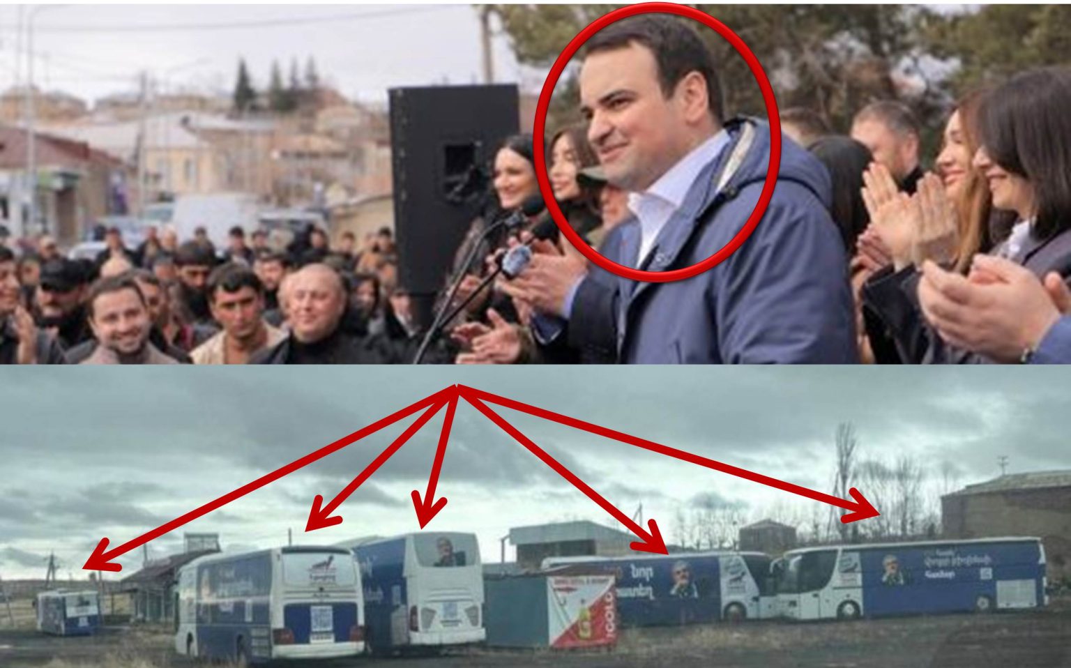 Нарек Карапетян доставил 5 автобусов людей из Еревана в Гавар.