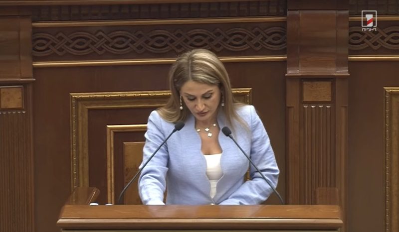 Арусяк Джулхакян представила биографию кандидата на должность заместителя председателя НС Ваагна Алексаняна.