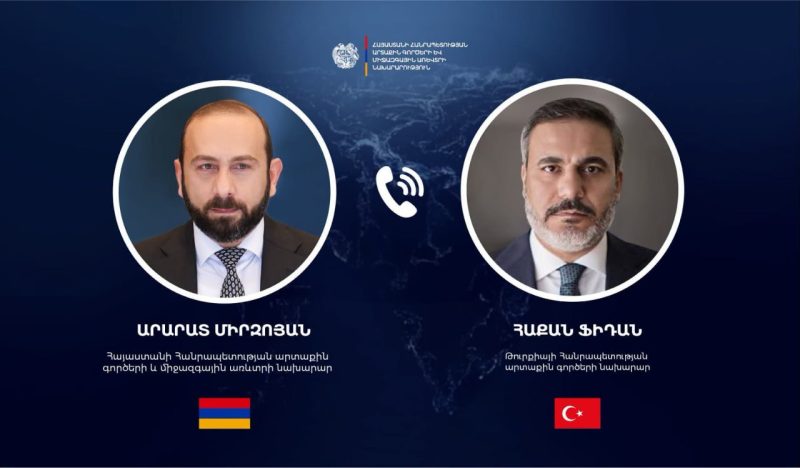 Арарат Мирзоян и Хакан Фидан обсудили вопросы армяно-турецкого взаимодействия.